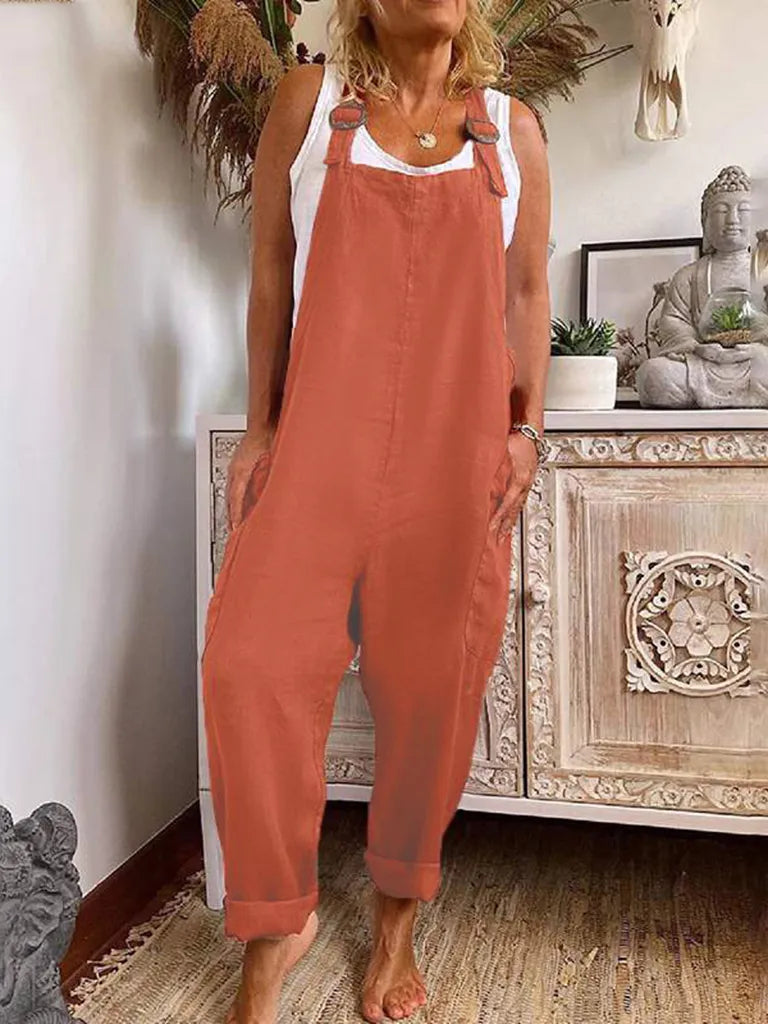 Pantsuits- Cotton Jumpsuit Pantsuit Overalls- Red- IndioGear Fashion and Gear