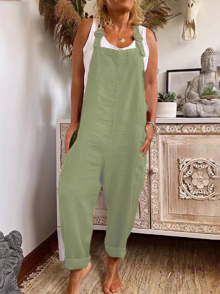 Pantsuits- Cotton Jumpsuit Pantsuit Overalls- Green- IndioGear Fashion and Gear