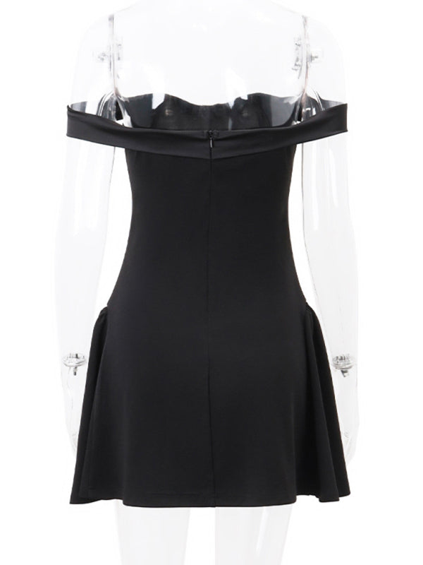 Party Dresses- Elegant A-Line Off Shoulder Little Black Dress- - IndioGear Fashion and Gear