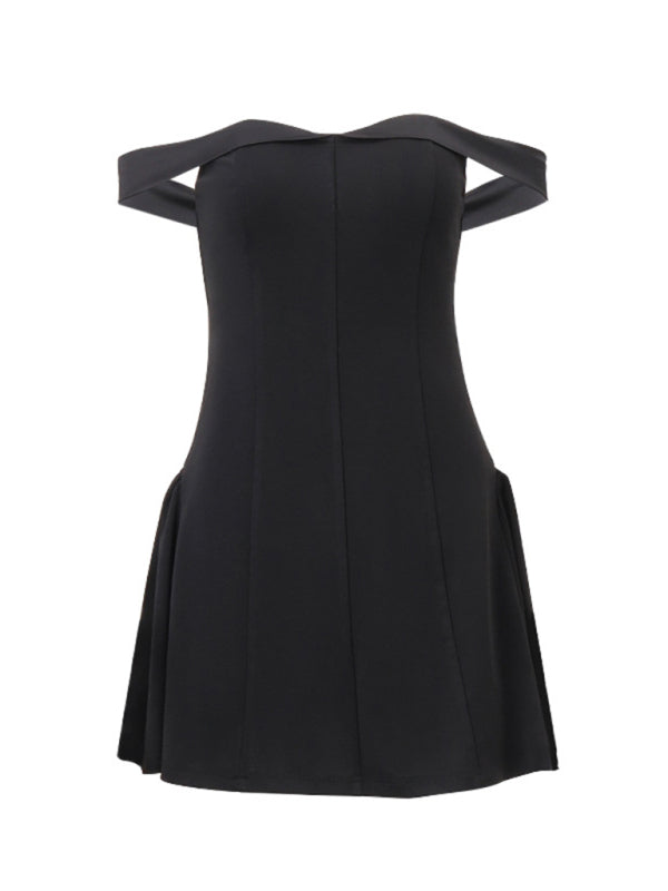 Party Dresses- Elegant A-Line Off Shoulder Little Black Dress- - IndioGear Fashion and Gear