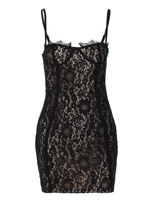 Party Dresses- Party Lace Bodycon Bustier Mini Dress for Nights Out- - IndioGear Fashion and Gear