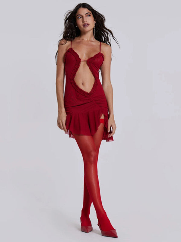 Party Dresses- Runway-Inspired See-Through Cutout Mini Dress - Be the Star of the Show- - IndioGear Fashion and Gear