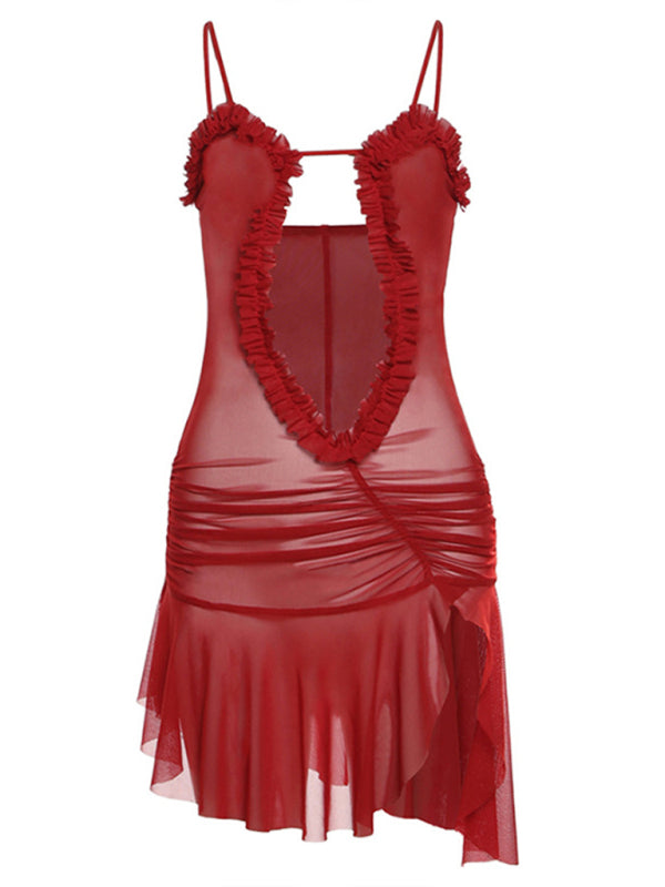 Party Dresses- Runway-Inspired See-Through Cutout Mini Dress - Be the Star of the Show- - IndioGear Fashion and Gear