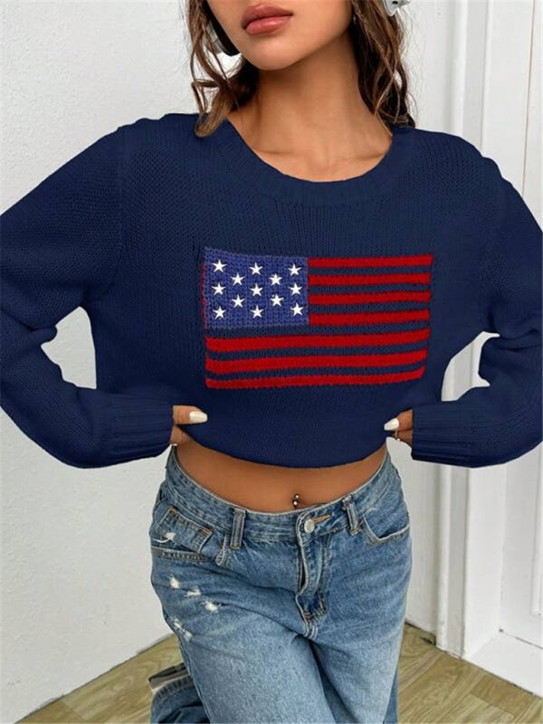 Patriotic Sweater- Patriotic Sweater with American Flag Print- - IndioGear Clothing and Gear