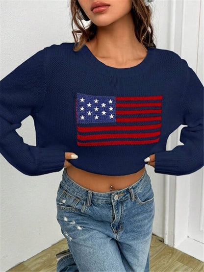 Patriotic Sweater- Patriotic Sweater with American Flag Print- - IndioGear Clothing and Gear