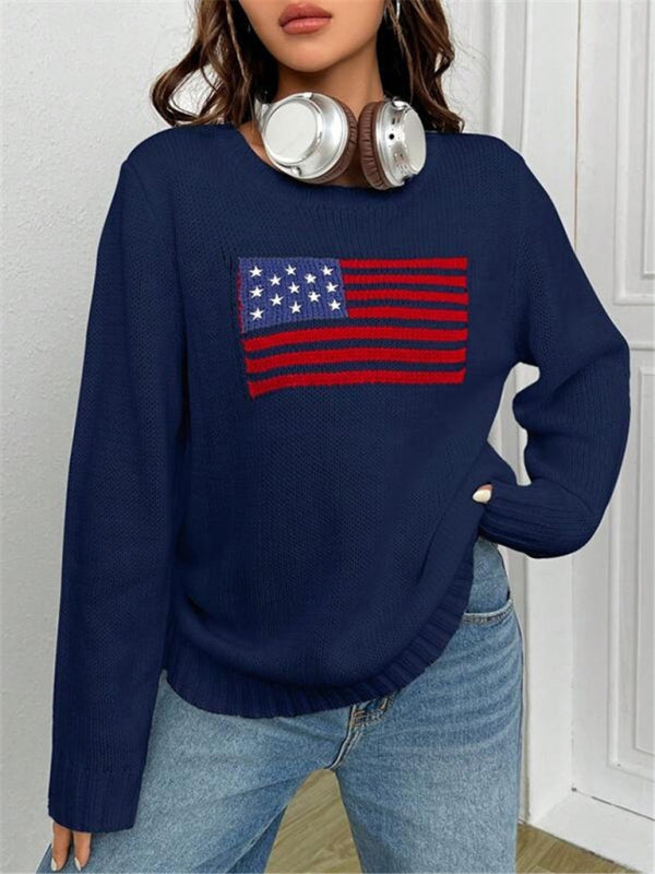 Patriotic Sweater- Patriotic Sweater with American Flag Print- - IndioGear Clothing and Gear