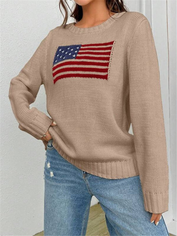 Patriotic Sweater- Patriotic Sweater with American Flag Print- - IndioGear Clothing and Gear