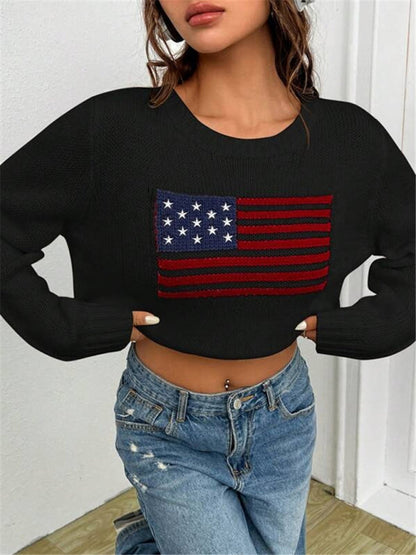 Patriotic Sweater- Patriotic Sweater with American Flag Print- - IndioGear Clothing and Gear