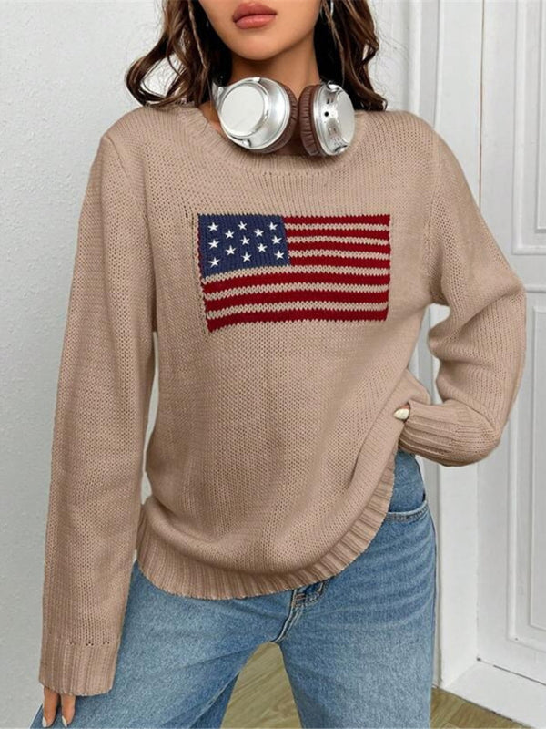 Patriotic Sweater- Patriotic Sweater with American Flag Print- - IndioGear Clothing and Gear