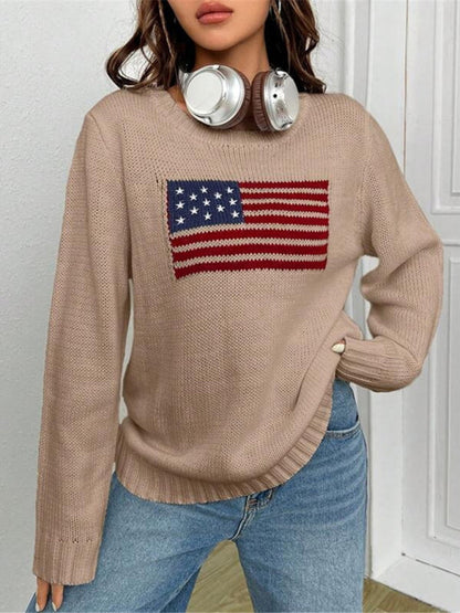 Patriotic Sweater- Patriotic Sweater with American Flag Print- - IndioGear Clothing and Gear