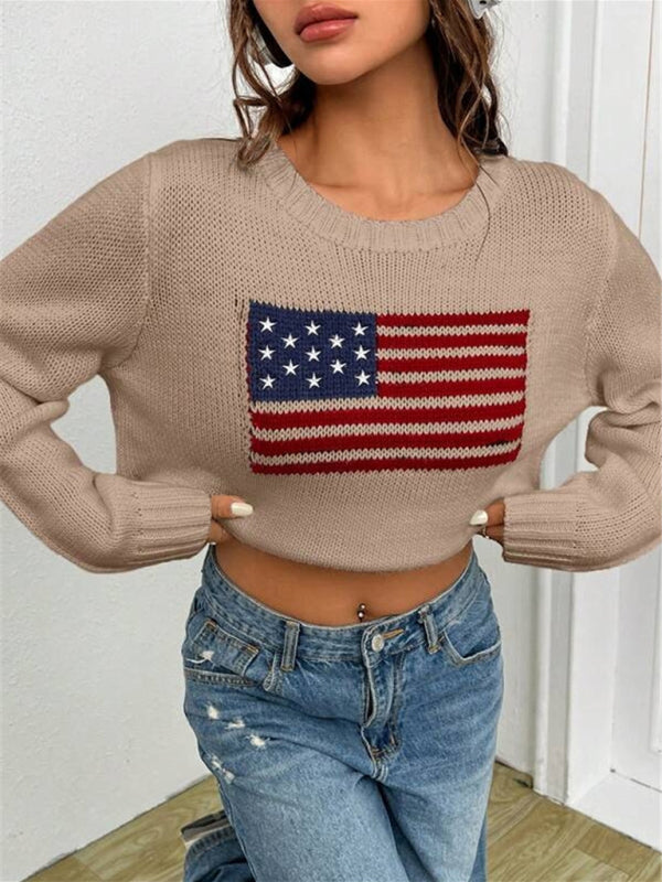 Patriotic Sweater- Patriotic Sweater with American Flag Print- - IndioGear Clothing and Gear