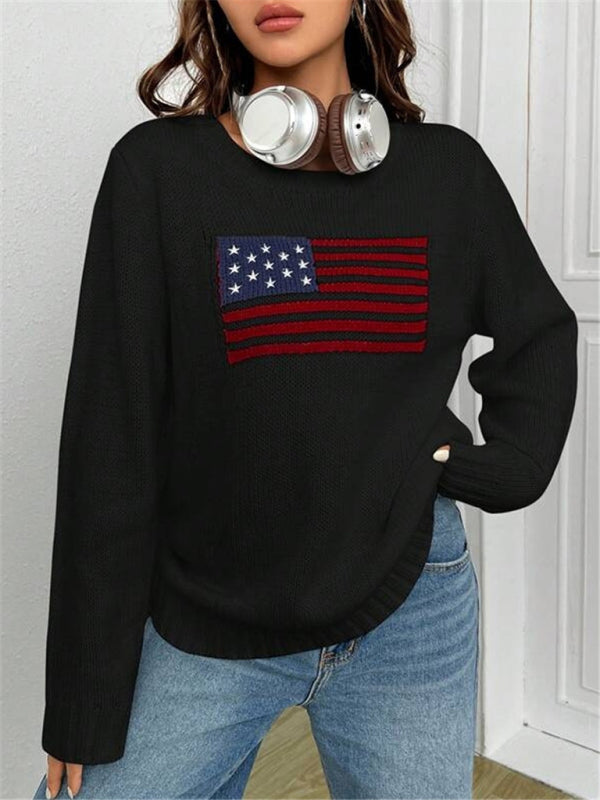 Patriotic Sweater- Patriotic Sweater with American Flag Print- - IndioGear Clothing and Gear