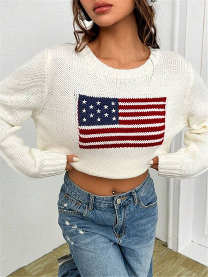 Patriotic Sweater- Patriotic Sweater with American Flag Print- - IndioGear Clothing and Gear