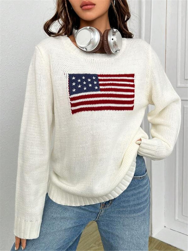 Patriotic Sweater- Patriotic Sweater with American Flag Print- - IndioGear Clothing and Gear