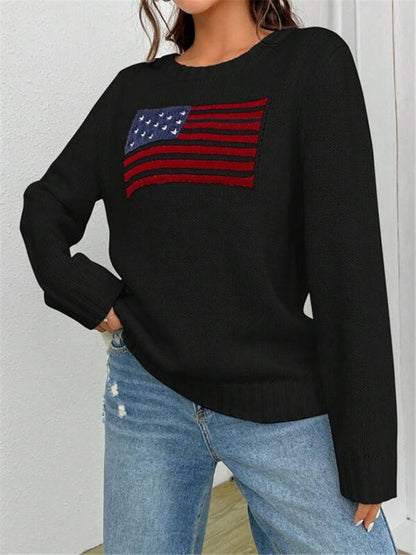 Patriotic Sweater- Patriotic Sweater with American Flag Print- - IndioGear Clothing and Gear