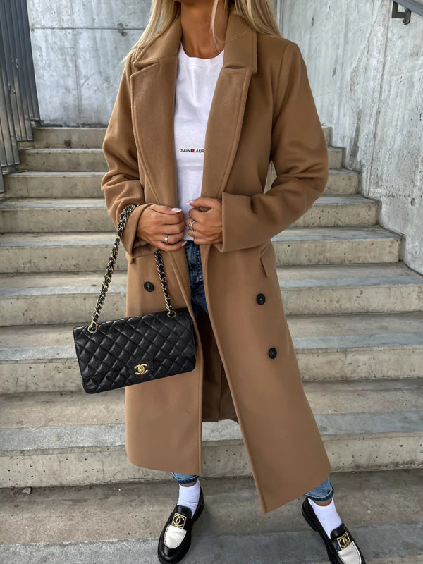 Double-Breasted Trench Coat for Fall-Winter