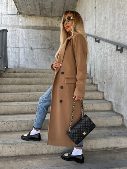 Double-Breasted Trench Coat for Fall-Winter