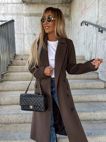 Double-Breasted Trench Coat for Fall-Winter