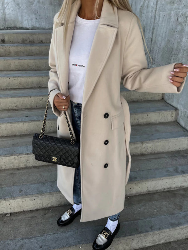 Double-Breasted Trench Coat for Fall-Winter