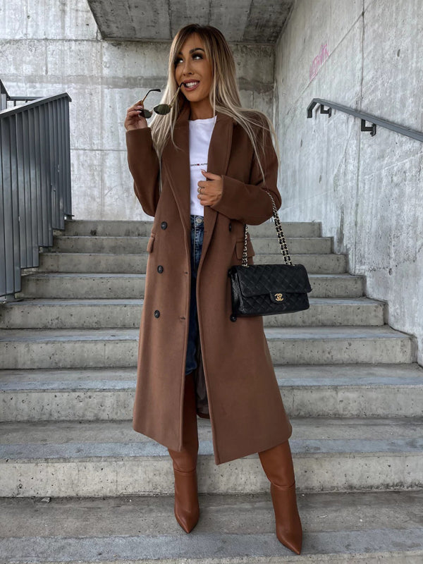 Double-Breasted Trench Coat for Fall-Winter