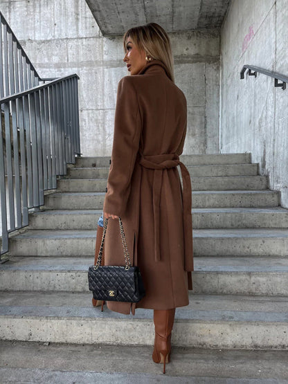 Double-Breasted Trench Coat for Fall-Winter