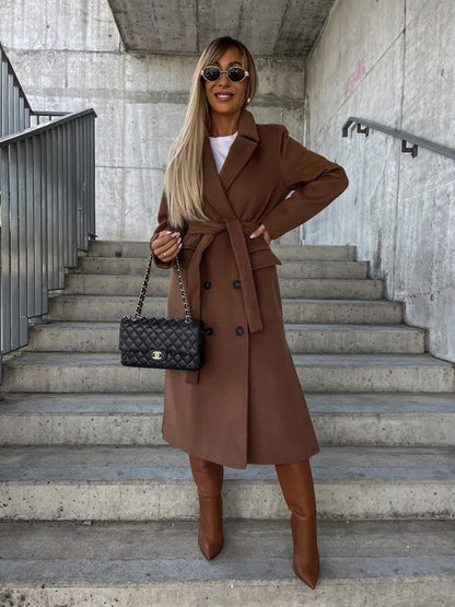 Double-Breasted Trench Coat for Fall-Winter