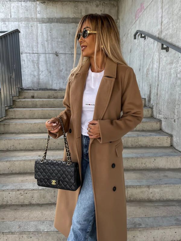 Double-Breasted Trench Coat for Fall-Winter