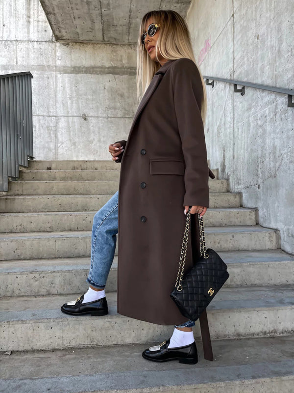 Double-Breasted Trench Coat for Fall-Winter