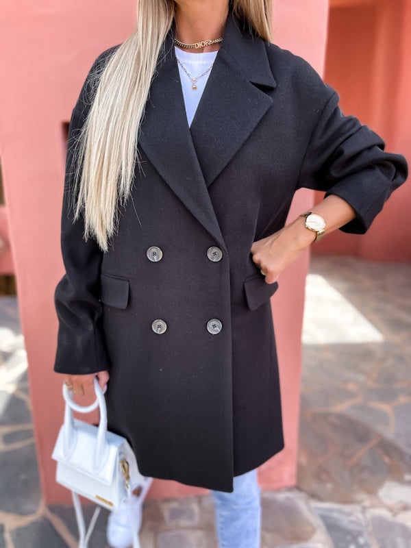 Solid Wool Blend Notch Peacoat for Every Outing | Peacoats | Pekosa Women Clothing