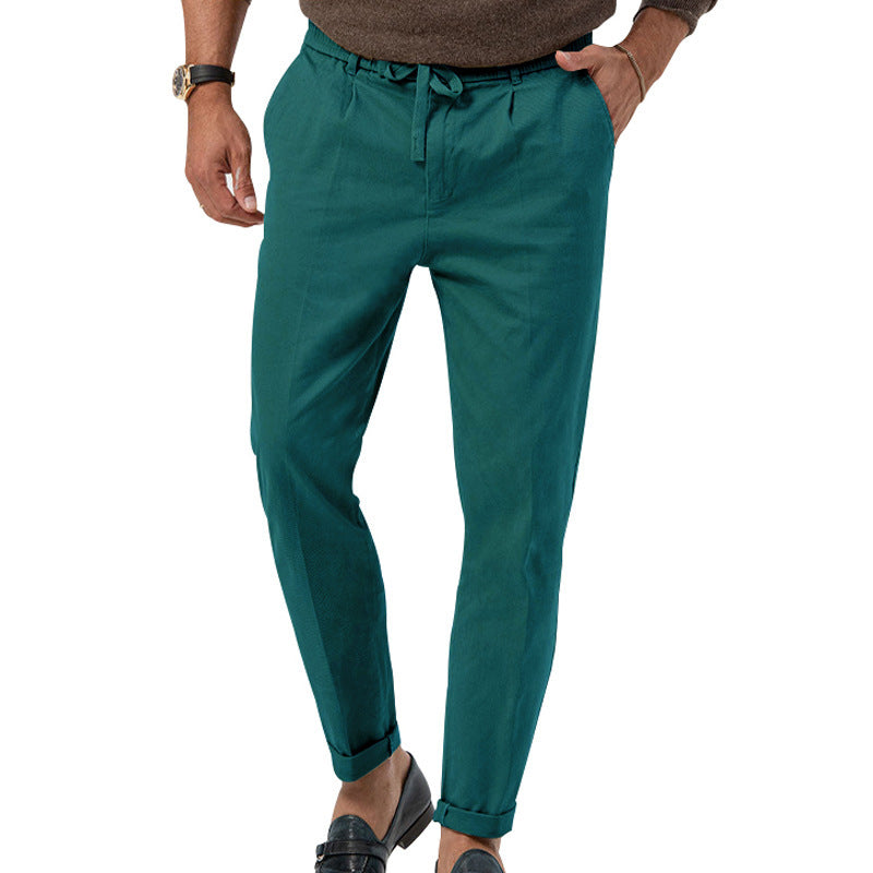 Pantalon crayon décontracté classique pour hommes en couleurs unies