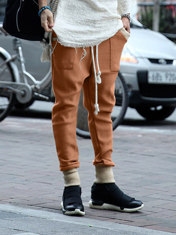 Men’s Knit Patched Jogger Pencil Pants - Casual Sweatpants