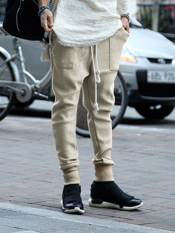 Men’s Knit Patched Jogger Pencil Pants - Casual Sweatpants