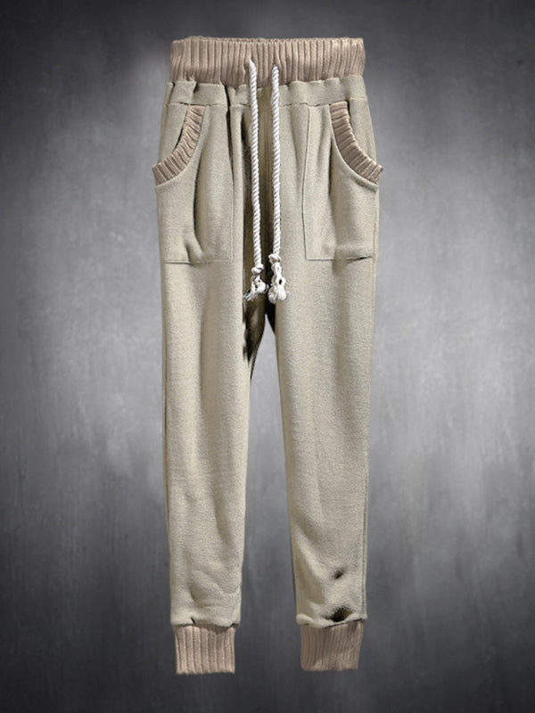 Men’s Knit Patched Jogger Pencil Pants - Casual Sweatpants