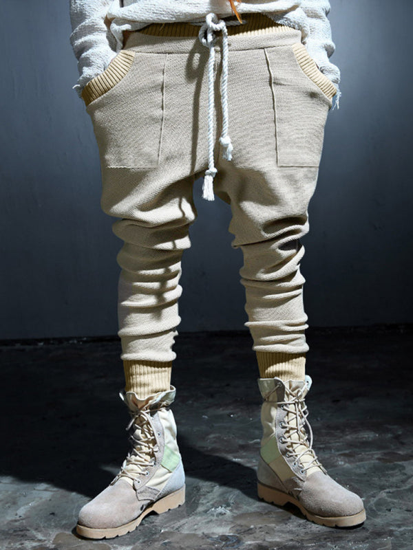 Men’s Knit Patched Jogger Pencil Pants - Casual Sweatpants