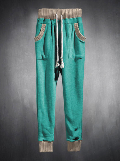 Men’s Knit Patched Jogger Pencil Pants - Casual Sweatpants