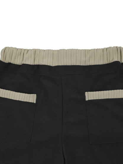 Pantalon crayon de jogging patché en tricot pour hommes - Pantalon de survêtement décontracté