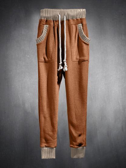 Men’s Knit Patched Jogger Pencil Pants - Casual Sweatpants