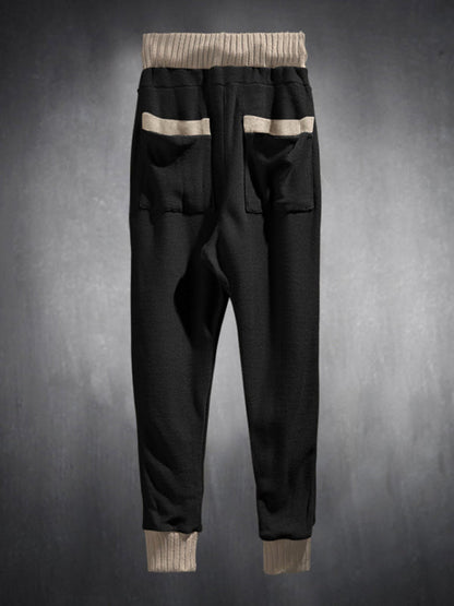 Men’s Knit Patched Jogger Pencil Pants - Casual Sweatpants