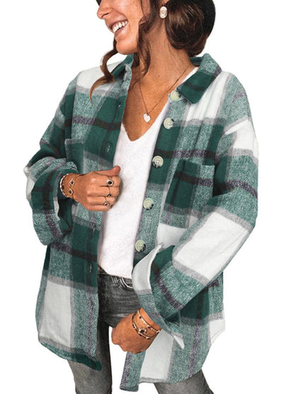 Plaid Jackets- Fall- Winter Plaid Jacket - Shirt Shacket- Green- IndioGear Fashion and Gear