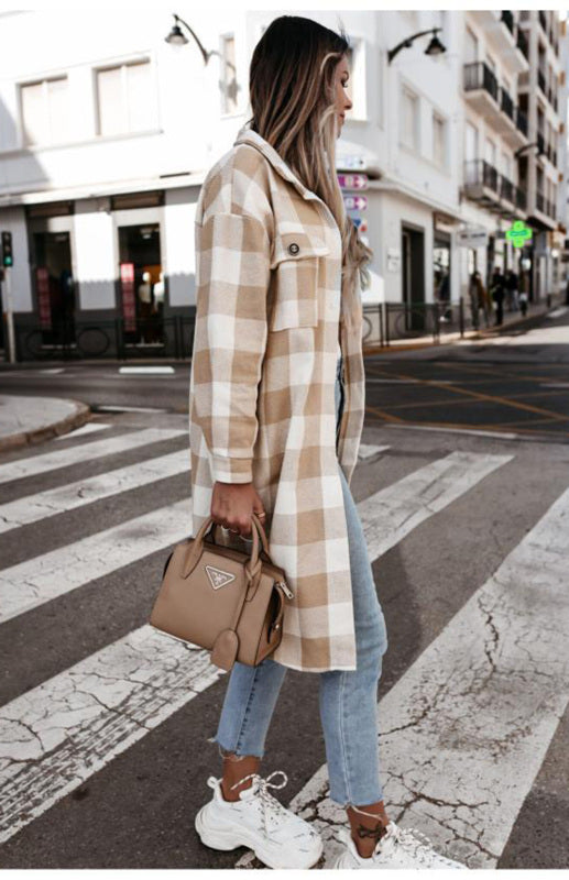 Plaid Jackets- Plaid Long Shirt Jacket- - IndioGear Fashion and Gear