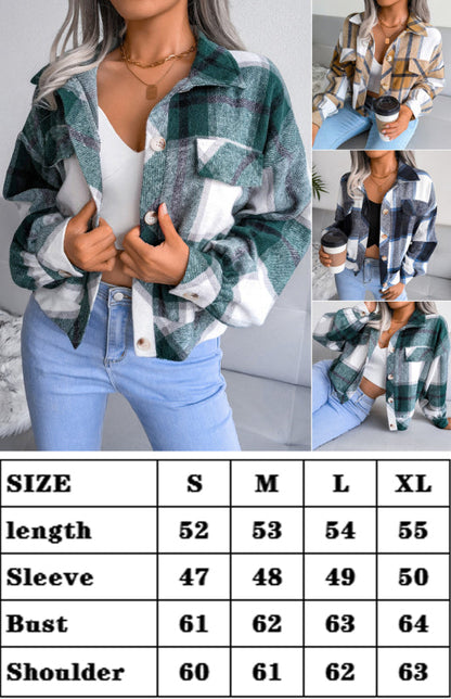 Plaid Jackets- Plaid Tweed Crop Jacket- - IndioGear Fashion and Gear