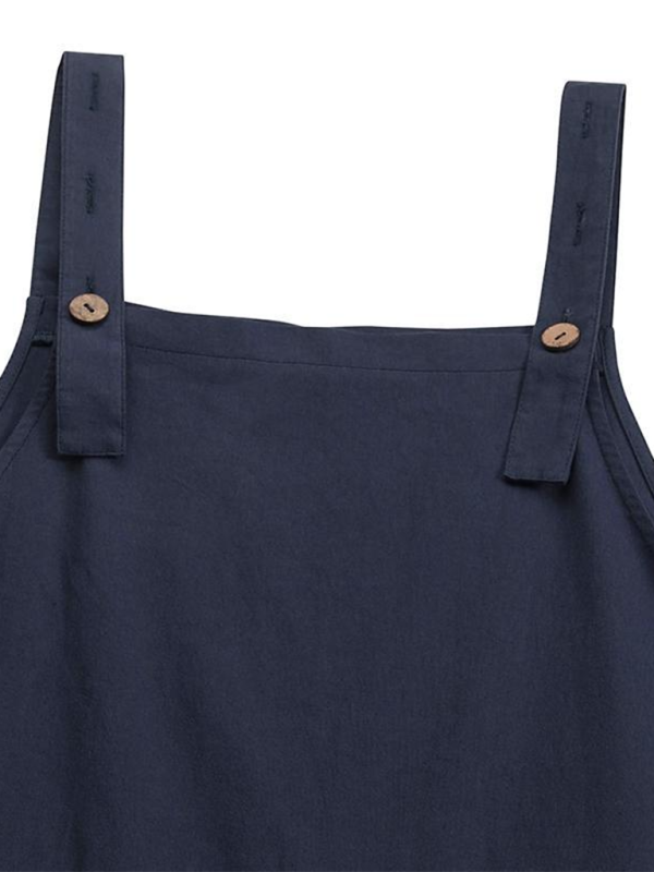 Playsuits- Playsuit in Solid Cotton Baggy Bib Overalls with Pockets- - IndioGear Fashion and Gear