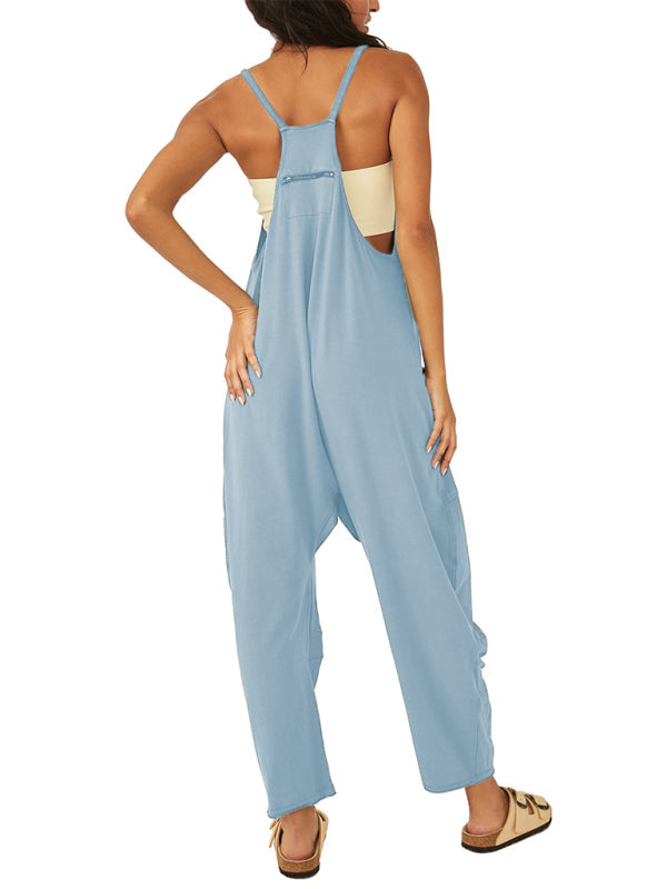 Playsuits- Solid Baggy Bib Overalls with Handy Pockets - Everyday Playsuit- - IndioGear Fashion and Gear