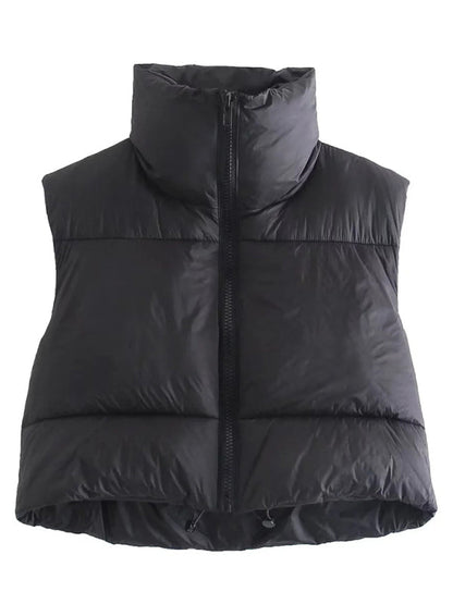 Puffer Jackets- Thick Zip-Up Puffer Vest Jacket for Winter Sports- Black- IndioGear Clothing and Gear