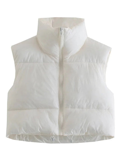 Puffer Jackets- Thick Zip-Up Puffer Vest Jacket for Winter Sports- White- IndioGear Clothing and Gear