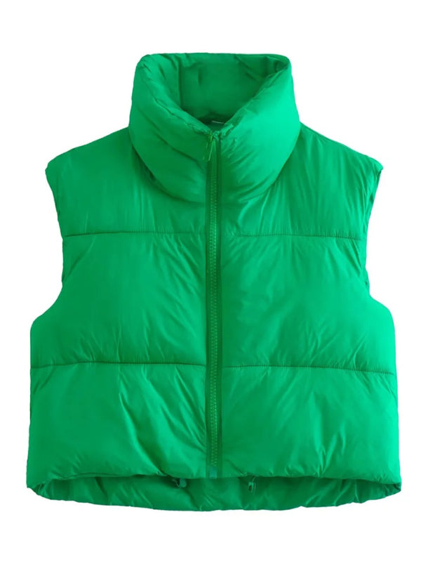 Puffer Jackets- Thick Zip-Up Puffer Vest Jacket for Winter Sports- Green- IndioGear Clothing and Gear