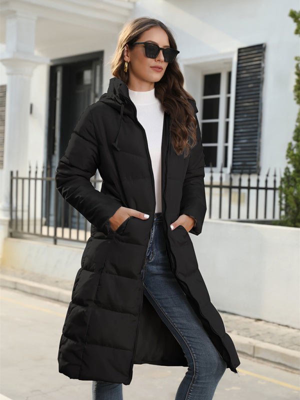 Puffers- Solid Hooded Longline Puffer Coat Jacket for Urban Winters- - IndioGear Clothing and Gear