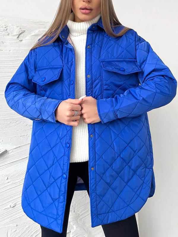 Quilted Jackets- Winter Cotton Longline Tie-Belt Coat Quilted Jacket- - IndioGear Clothing and Gear