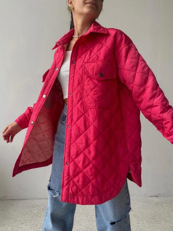 Quilted Jackets- Winter Cotton Longline Tie-Belt Coat Quilted Jacket- - IndioGear Clothing and Gear