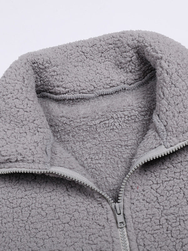 Quilted Jackets- Winter Zip-Up Fluffy Plush Quilted Jacket- - IndioGear Clothing and Gear